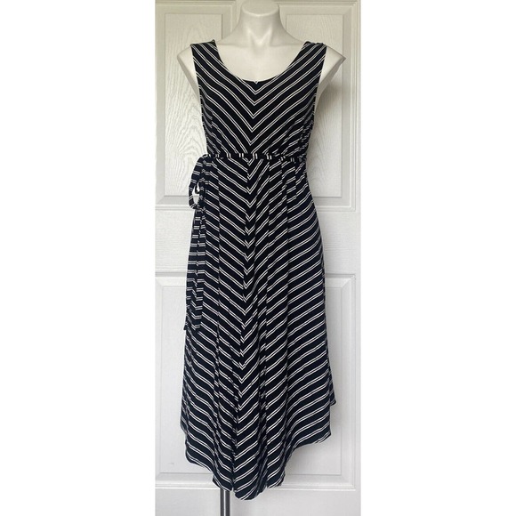 Isabel Maternity Black & White Striped Maternity Sleeveless Dress Size Large - Picture 1 of 9